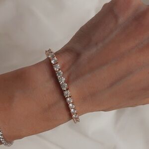 Rose gold over silver Tennis Bracelet  Unisex